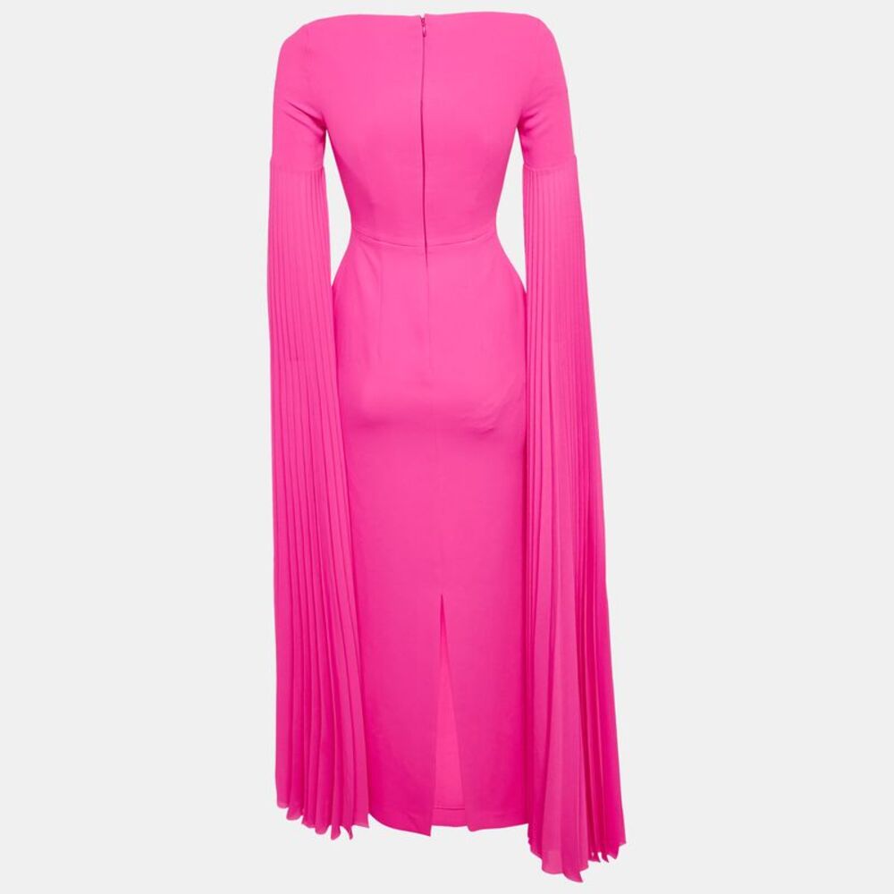 Solace London Fuchsia Pink Crepe Grace Maxi Dress Xs - Picture 2 of 5